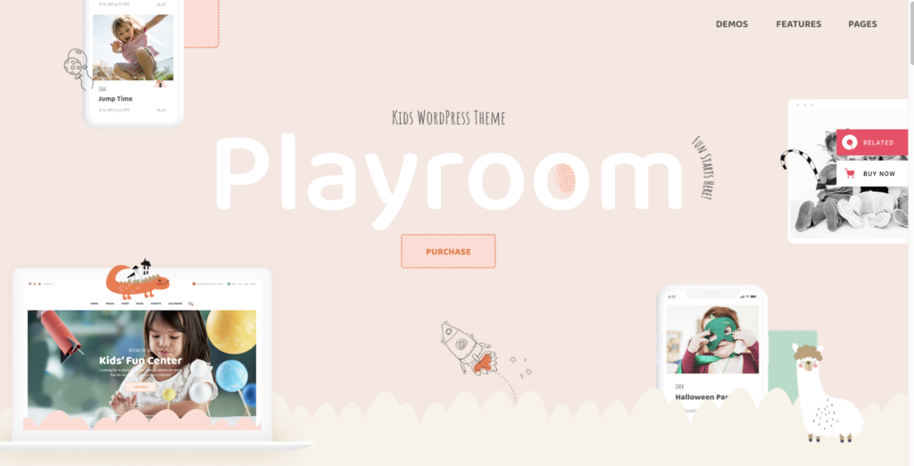 Playroom - tema de WordPress para organizar fiestas infantiles